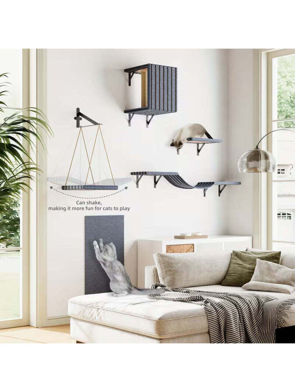 TOMNK Wall Mounted Cat Climber Set, Cat Wall Climbing System